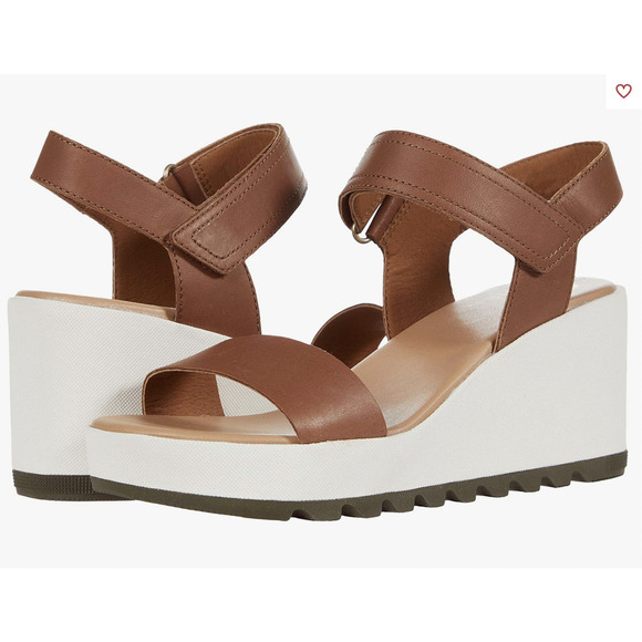 Sorel Shoes - SOREL Leather Sz 8 Cameron Wedge PLATFORM Sandals Velvet Tan Brown White